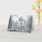 Son's Januari Verjaardag-windmolen winterscène Kaart (Gele Bloem)