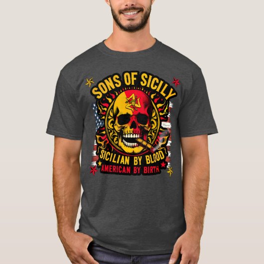 Sons of Sicily Sicilian beroemd gemaakt door Blood T-shirt (Voorkant)