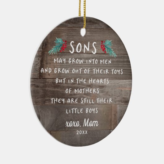 Sons Poem Gift van mam Gepersonaliseerde Rustige Keramisch Ornament (Rechts)
