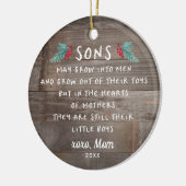 Sons Poem Gift van mam Gepersonaliseerde Rustige Keramisch Ornament (Links)