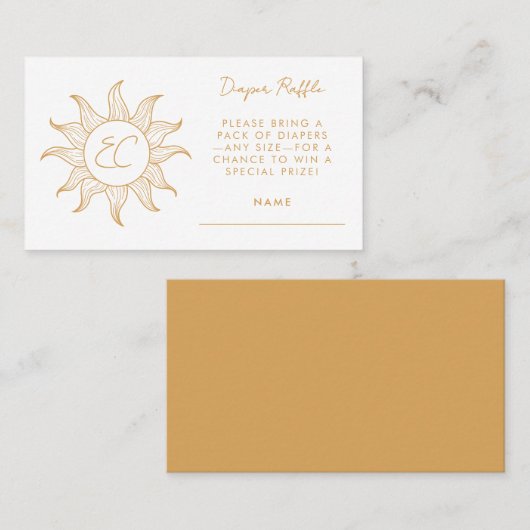 Sonshine Luier Raffle Kaart Baby shower behuizing Visitekaartje (Voorkant / Achterkant)