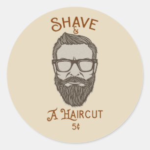 Sont & A Haircut Retro Barber Shop Graphic Type Ronde Sticker