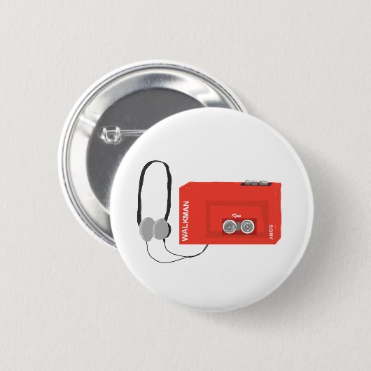 Sony walkman badge retro 80's nostalgia pin ronde button 5,7 cm (Voorkant /achterkant)