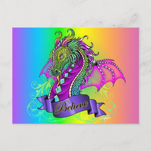 "Sonya" Geloof Fairy Rainbow Dragon Briefkaart (Voorkant)
