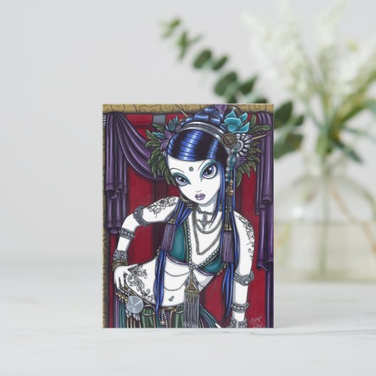 "Sonya" Tribal Fusion Belly Dancer Briefkaart (Staand voorkant)