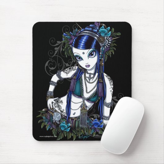 "Sonya" Tribal Fusion Belly Dancer Flower Mousepad Muismat (Met muis)