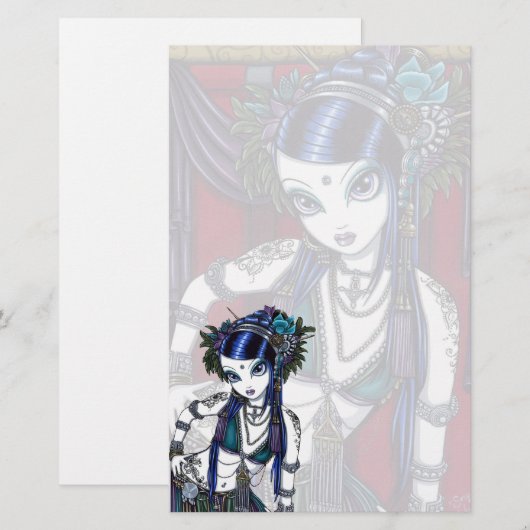 "Sonya" Tribal Fusion Belly Dancer Stationery Briefpapier (Voorkant / Achterkant)