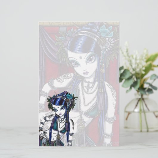 "Sonya" Tribal Fusion Belly Dancer Stationery Briefpapier (Staand voorkant)