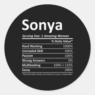 Sonya Voeding Gepersonaliseerde Naam Grappig Kerst Ronde Sticker