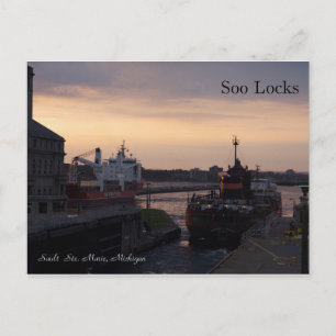 Soo Locks & Herbert C. Jackson-postkaart Briefkaart