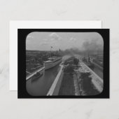 Soo Locks Magic Lantern Slide B&W Briefkaart (Voorkant / Achterkant)