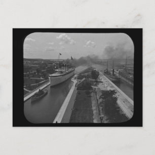 Soo Locks Magic Lantern Slide B&W Briefkaart