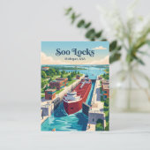 Soo Locks Michigan Briefkaart (Staand voorkant)