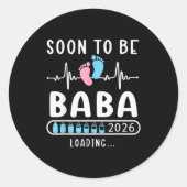 Soon To Be Baba 2026 Loading Promoted To Baba Ronde Sticker (Voorkant)