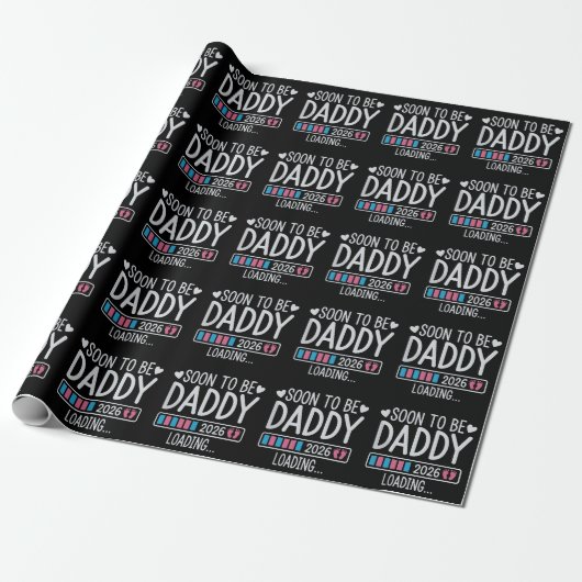 Soon to Be Daddy 2026 Loading Pregnancy Announce Cadeaupapier (Uitgerold)