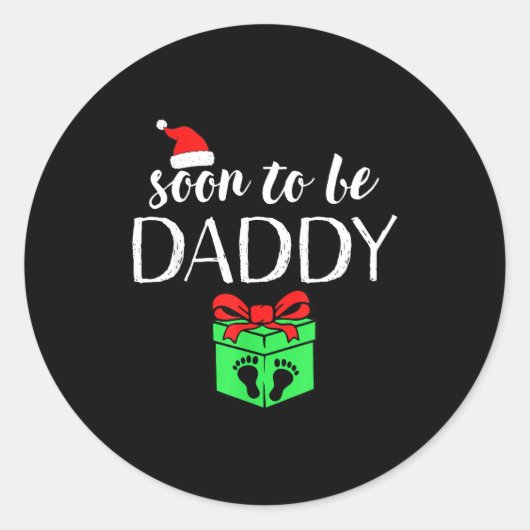 Soon To Be Daddy Christmas Funny Pregnancy Announc Ronde Sticker (Voorkant)