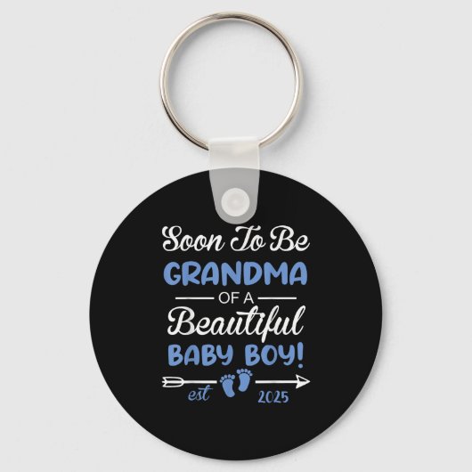 Soon To Be Grandma Of Beautiful Baby Boy Reveal  Sleutelhanger (Voorkant)