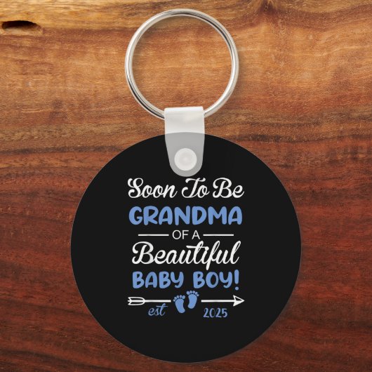 Soon To Be Grandma Of Beautiful Baby Boy Reveal  Sleutelhanger (Voorkant)