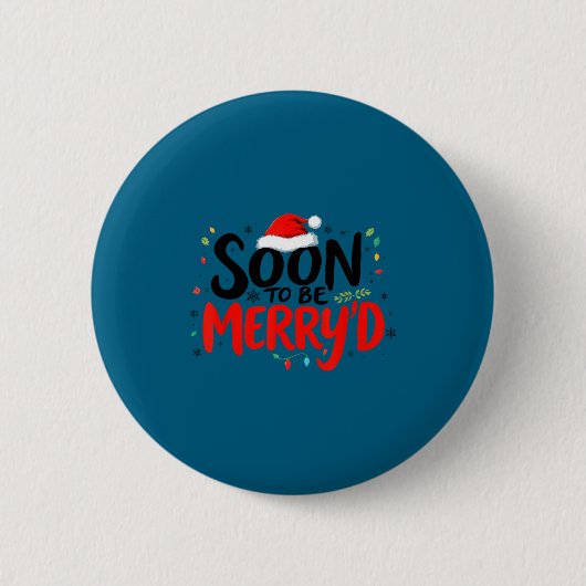 Soon To Be Merry'd Christmas Engaged Fiance Santa  Ronde Button 5,7 Cm (Voorkant)