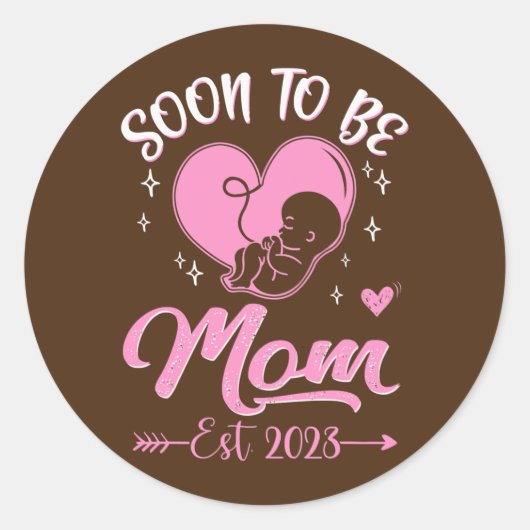 Soon To Be Mom Est 2023 Pregnancy Announcement  Ronde Sticker (Voorkant)