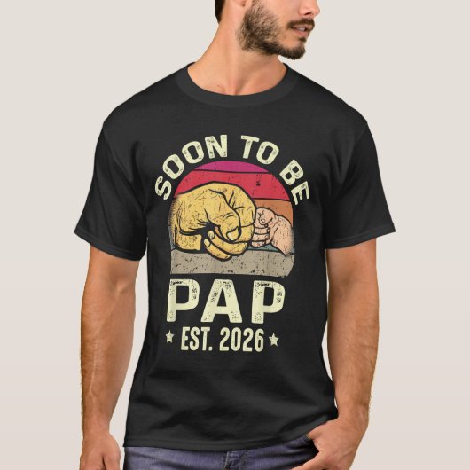 Soon To Be Pap Est 2026 For New Papa Funny Fathers T-shirt (Voorkant)