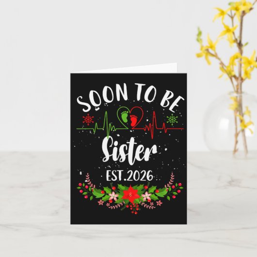 Soon To Be Sister 2026 First Time Pregnancy Announ Kaart (Gele Bloem)