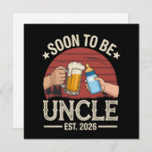 Soon To Be Uncle 2026 Retro Pregnancy Announcement Kaart (Voorkant / Achterkant)