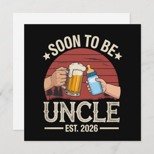 Soon To Be Uncle 2026 Retro Pregnancy Announcement Kaart (Voorkant / Achterkant)