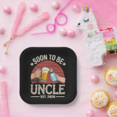 Soon To Be Uncle 2026 Retro Pregnancy Announcement Papieren Bordje (Feest)