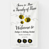 Soon To Bee A Family Of Three | Baby Shower Spandoek (Verticaal)