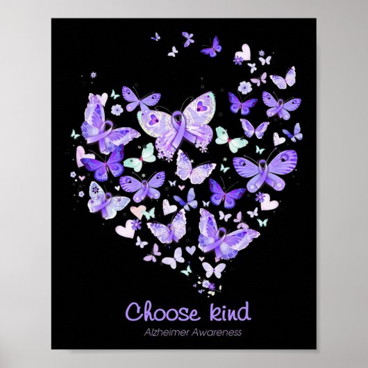 Soort Alzheimerheimer Bewustzijn Vlinders Hart Gi Poster (Voorkant)