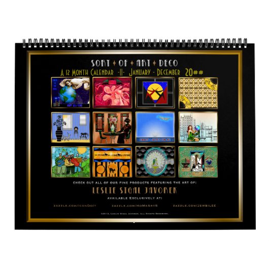 Soort Art Deco - 12 maanden - Gepersonaliseerd Kalender (Hoes)