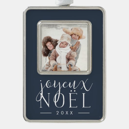Soort feestdag | Foto Joyeux Noel Verzilverd Omlijst Ornament (Voorkant)