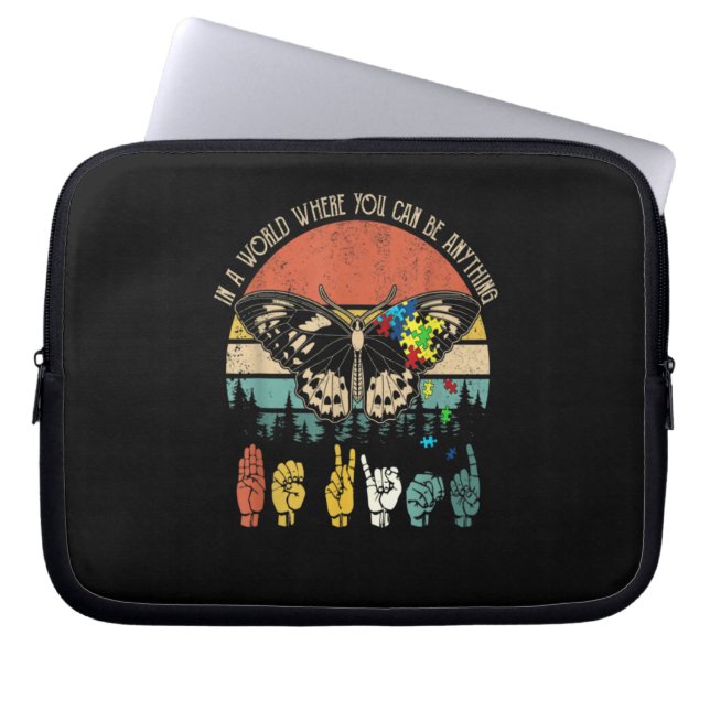 Soort gebarentaal als alles AutismButterfly Laptop Sleeve (Voorkant)