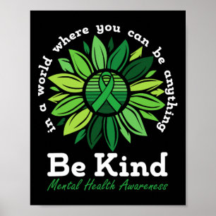Soort Mental Health Awareness Zonnebloem Groen Rib Poster