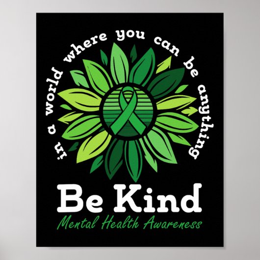 Soort Mental Health Awareness Zonnebloem Groen Rib Poster (Voorkant)