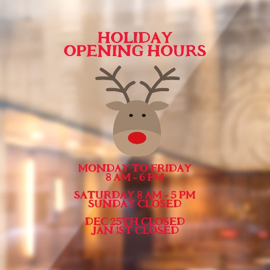 Soort openingstijden voor rendieren raamsticker (Vel 2)