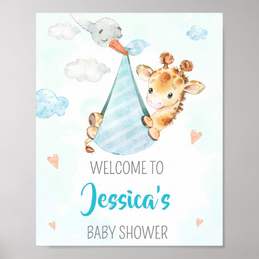 Soort-welkomstpartijbord Jongerengiraffe-partij po Poster (Voorkant)