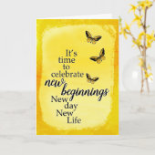 Soortaanmoediging met Butterflies en Script Kaart (Gele Bloem)