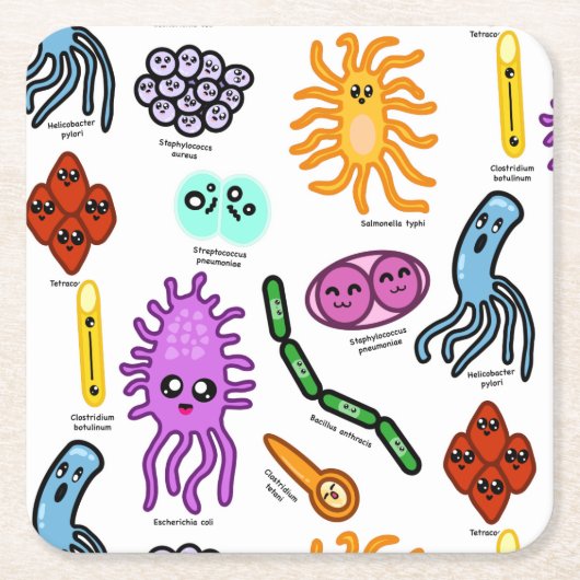 Soorten Bacteriën Kartonnen Onderzetters (Voorkant)