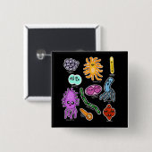 Soorten Bacteriën Vierkante Button 5,1 Cm (Voorkant /achterkant)