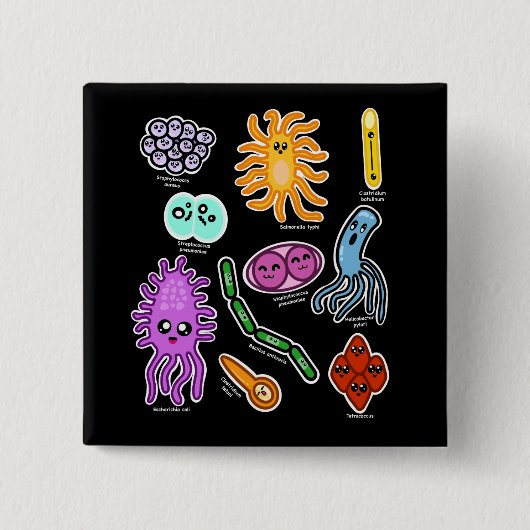 Soorten Bacteriën Vierkante Button 5,1 Cm (Voorkant)