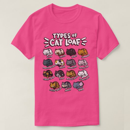 Soorten Cat Loaf Kitten Broodliefhebber Foodie Sch T-shirt (Design voorkant)