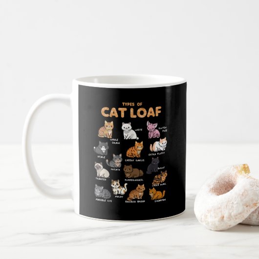 Soorten Cat Loaf Schattige Kitten Kawaii Katten Ka Koffiemok (Met donut)