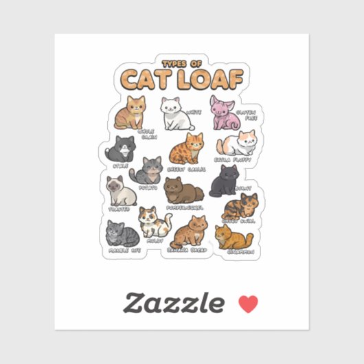 Soorten Cat Loaf Schattige Kitten Kawaii Katten Ka Sticker (Vel)