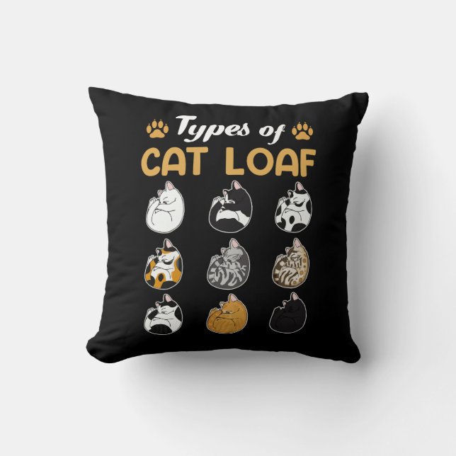Soorten Cat Loaf Schattige Kitten Meme Kattenbrood Kussen (Voorkant)