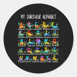 Soorten Dinosauriërs Alfabet Abc Byck Naar School Ronde Sticker