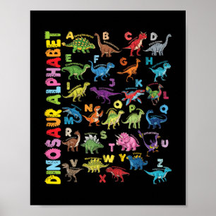 Soorten dinosaurussen Alfabet A-Z ABC Dino Identif Poster