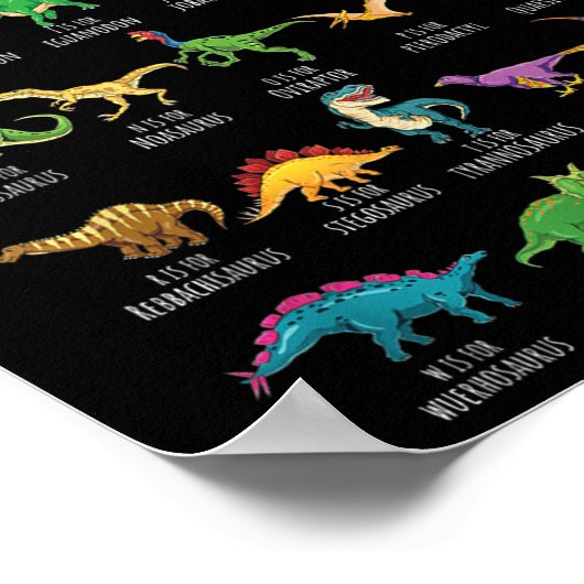 Soorten dinosaurussen Alfabet A-Z ABC Dino Identif Poster (Hoek)