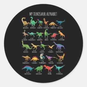 Soorten dinosaurussen Alfabet A-Z ABC Dino Identif Ronde Sticker